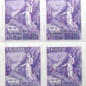 Quadra de selos postais do Brasil de 1945 Saudades