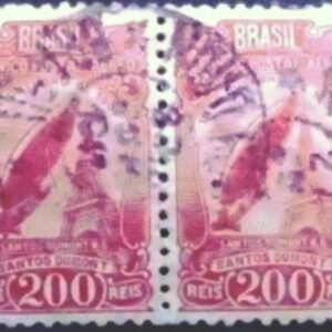 Par de selos Correio Aéreo do Brasil de 1934 Santos Dumont 6 U PR