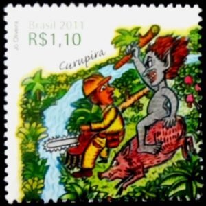 Selo postal do Brasil de 2011 Curupira N