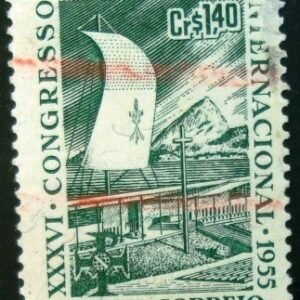 Selo postal comemorativo do Brasil de 1955 - C 365 U