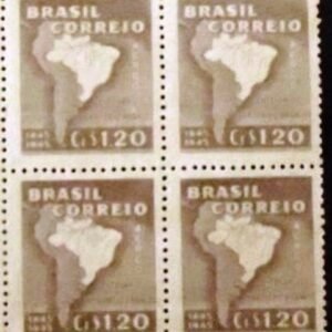 Quadra de selos postais do Brasil de 1945 Mapa América do Sul M QD