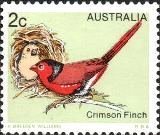Selo postal da Austrália de 1979 Crimson Finch N