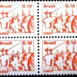 Quadra de selos postais do Brasil de 1977 Carreiro M QD