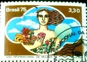 Selo postal do Brasil de 1975 Mulher MCC