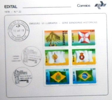 Edital de Lançamento nº22 de 1978 VII LUBRAPEX - Bandeiras Brasileiras Históricas 15960