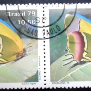 Par de selos postais do Brasil de 1979 Evenus Regalis MCC PR