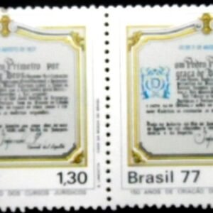 Par de selos postais do Brasil de 1977 Cursos Jurídicos M