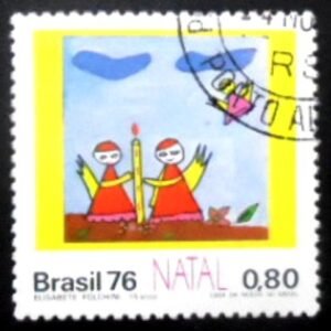Selo postal do Brasil de 1976 Anjos MCC