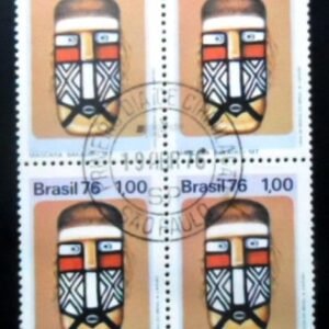 Quadra de selos postais do Brasil de 1976 Máscara Bakairi M
