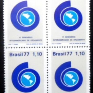 Quadra de selos postais do Brasil de 1977 Seminário de Orçamento M QD
