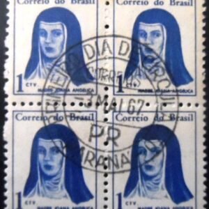 Quadra de selos postais do Brasil de 1967 Madre Joana Angélica N1D