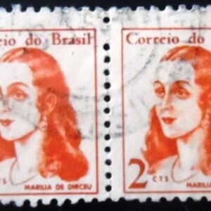Par de selos postais do Brasil de 1967 Marília de Dirceu U PR