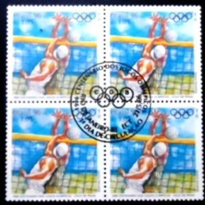 Quadra de selos postais do Brasil de 1996 Vôlei de Praia M1C QD
