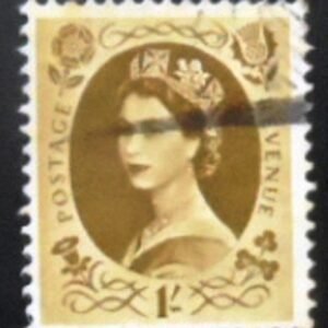 Selo postal do Reino Unido de 1953 Queen Elizabeth II 1/- Predecimal Wilding U