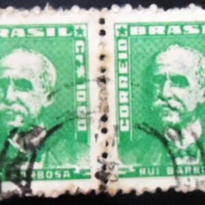 Par de selos postais do Brasil de 1961 Rui Barbosa 10 U PR