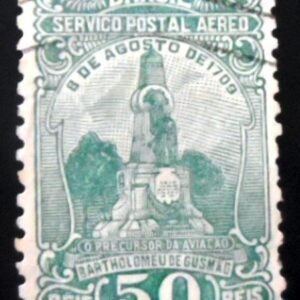 Imagem similar à do selo postal do Brasil de 1929 Bartholomeu de Gusmão U A