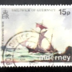 Selo postal de Alderney de 1987 - Petit Raymond (schooner) 1906 U