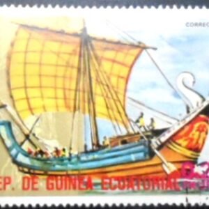 Selo postal da Guiné Equatorial de 1978 Phoenician ship MCC