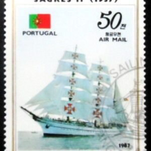 Selo postal da Coréia do Norte de 1987 Sagres II