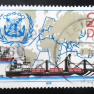 Selo postal da Alemanha Oriental de 1979 Container Ship Meridian U