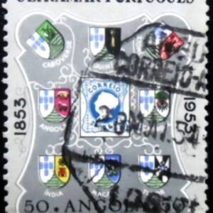 Selo postal de Angola de 1953 100 Years Portugese Stamps 50