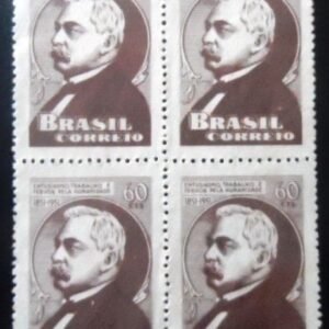 Quadra de selos postais do Brasil de 1951 Silvio Romero N QD
