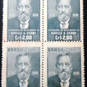 Quadra de selos postais do Brasil de 1951 Orville A. Derby N QD