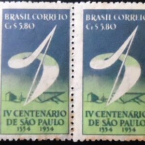Par de selos postais do Brasil de 1953 400 Anos São Paulo 5.80