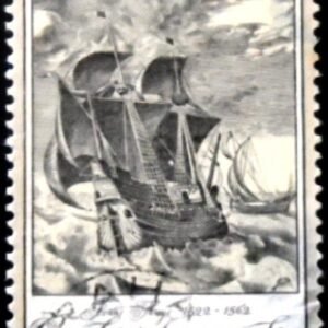 Selo postal da Tchecoslováquia de 1976 Warship by Frans Huys U