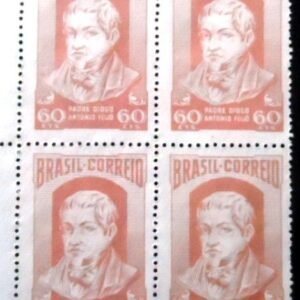 Quadra de selos postais do Brasil de 1952 Padre Antonio Feijó N QD