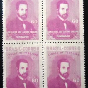 Quadra de selos postais do Brasil de 1952 Conselheiro Saraiva N QD