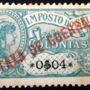 Selo postal Antigos Territórios Portugueses de 1919 Taxa de Guerra Red overprint 4 M