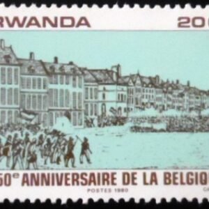 Selo postal de Ruanda de 1980 Scene from belgian independence war N