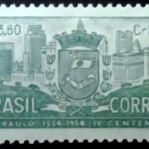 Selo postal do Brasil de 1954 Brasão de Armas SP Tintado N