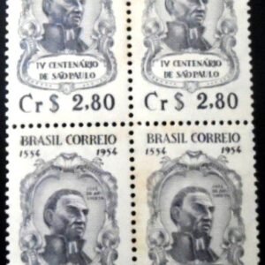 Quadra de selos postais do Brasil de 1954 José de Anchieta M QD