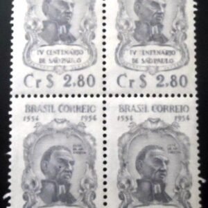 Quadra de selos postais do Brasil de 1954 José de Anchieta N QD