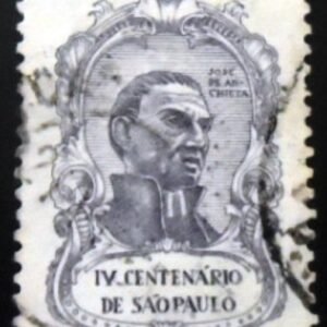 Selo postal do Brasil de 1954 José de Anchieta U