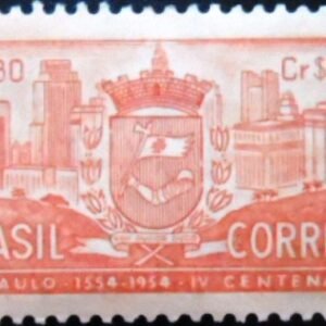 Selo postal do Brasil de 1954 4º Centenário São Paulo 5.80 tintado