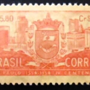 Selo postal do Brasil de 1954 4º Centenário São Paulo 5.80 B M palha