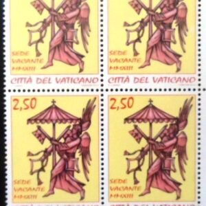 Quadra de selos postais do Vaticano de 2013 Angel with Coat of Arms of the Apostolic Chamber 2.50 M QD