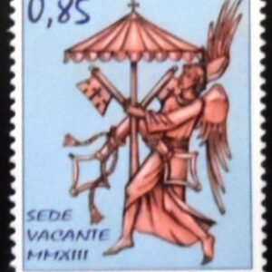 Selo postal do Vaticano de 2013 Angel with Coat of Arms of the Apostolic Chamber 85 M