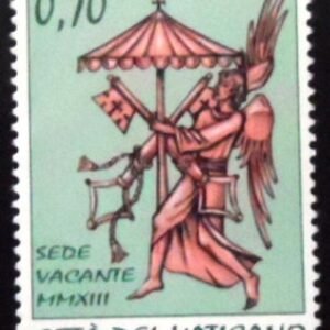 Selo postal do Vaticano de 2013 Angel with Coat of Arms of the Apostolic Chamber 70 M