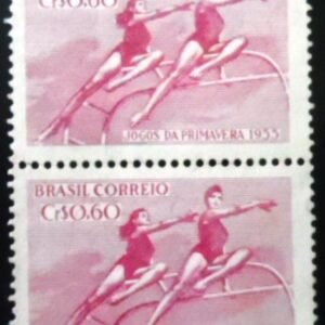 Par de selos postais do Brasil de 1955 Jogos da Primavera N