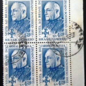 Quadra de selos postais do Brasil de 1955 Cardeal Masella U QD