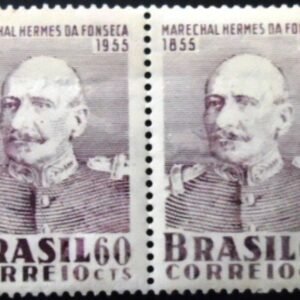 Par de selos postas do Brasil de 1955 Hermes da Fonseca N PR