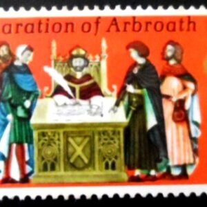 Selo postal do Reino Unido de 1970 Signing the Declaration of Arbroath M