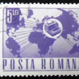 Selo postal da Romênia de 1968 World Map with Telex U