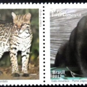 Se-tenant postal do Brasil de 2012 Jaguatirica e Gato-mourisco M SET