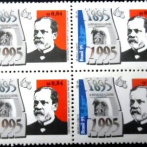 Quadra de selos postais do Brasil de 1995 Louis Pasteur M QD
