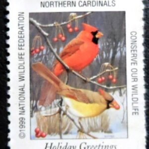 Selo postal Cinderela dos Estados unidos de 1998 Northern Cardinals N